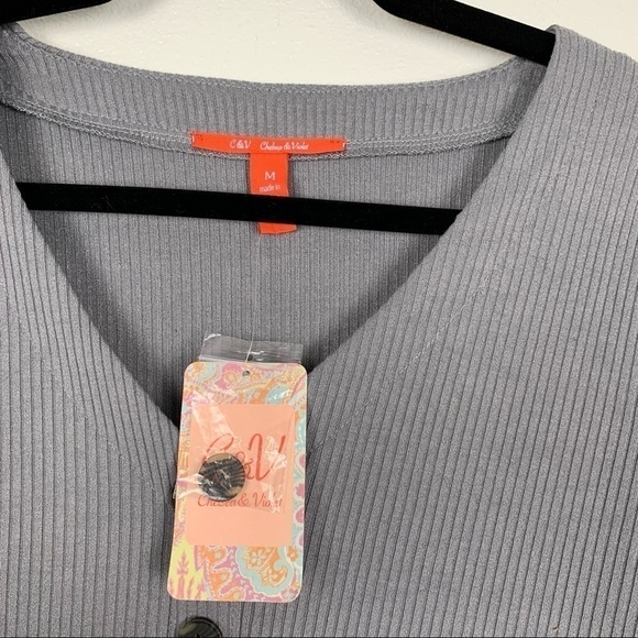 Chelsea & Violet Ribbed Long Sleeve Dress Gray M NWT - Picture 3 of 7